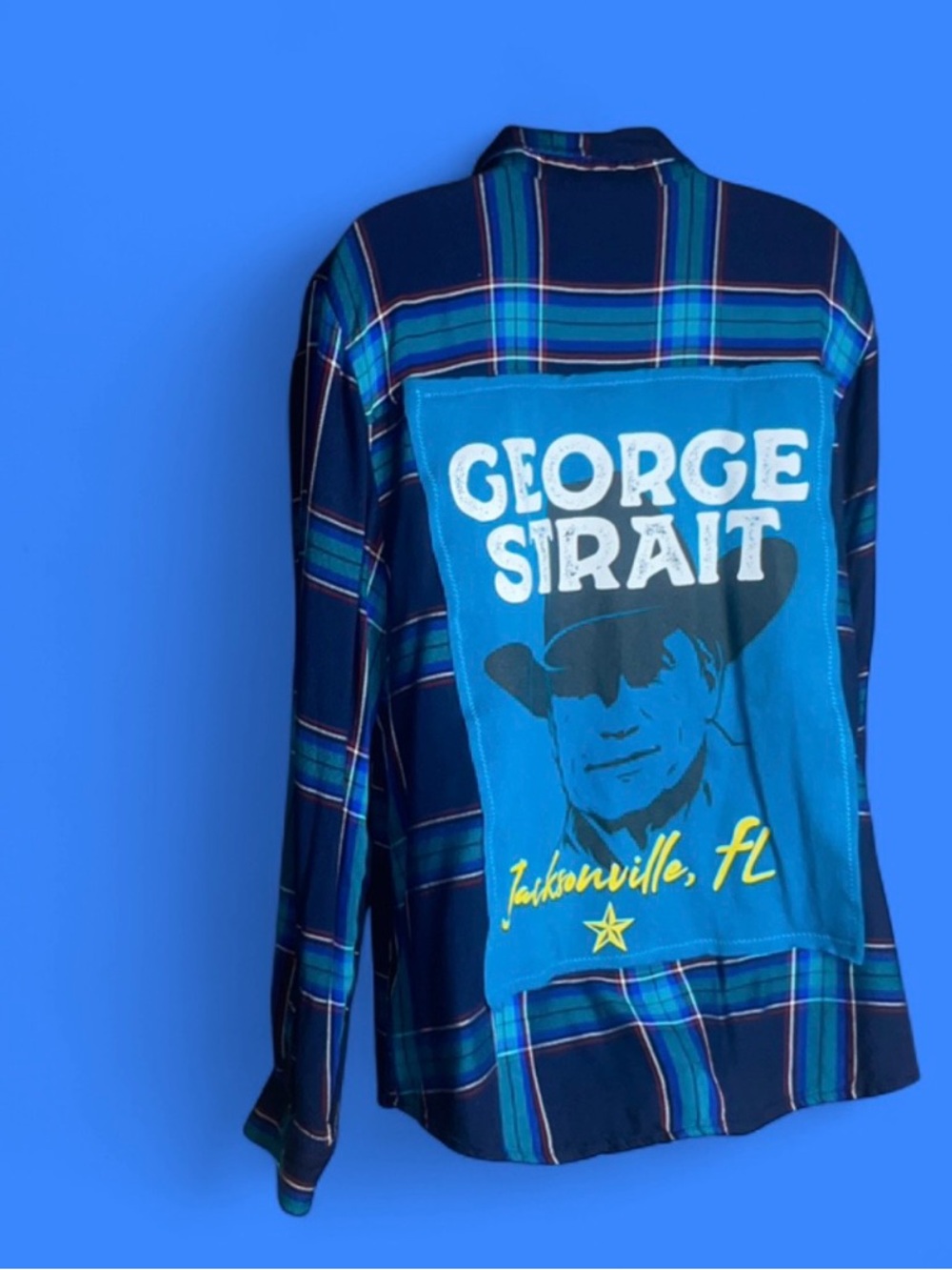 Upcycled Time and Tru George Strait Plaid Button-Down Shirt - Picture 7 of 16